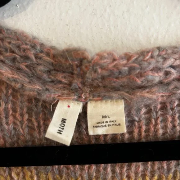 Anthropologie + MOTH Rinda Ombre Rainbow Mohair Blend Sleeveless Cardigan Sz M/L - Picture 6 of 6